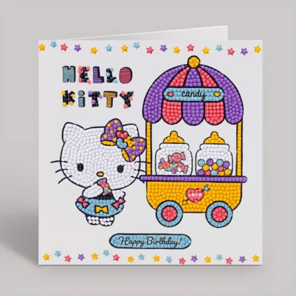 Hello Kitty Birthday Treats Crystal Art Greeting Card Kit 18x18cm