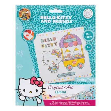 Hello Kitty Birthday Treats Crystal Art Greeting Card Kit 18x18cm