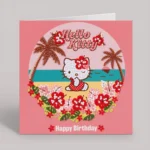 Hello Kitty Happy Birthday Aloha Crystal Art Greeting Card Kit 18x18cm