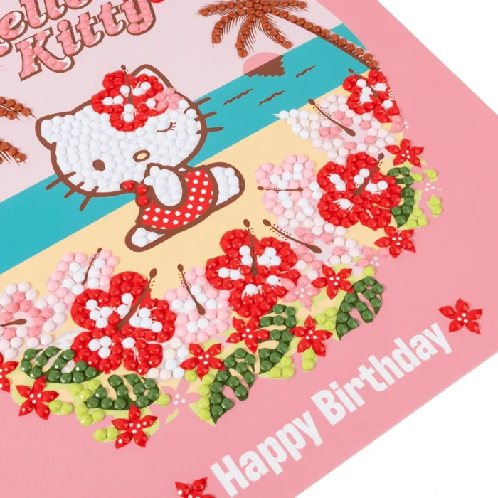 Hello Kitty Happy Birthday Aloha Crystal Art Greeting Card Kit 18x18cm
