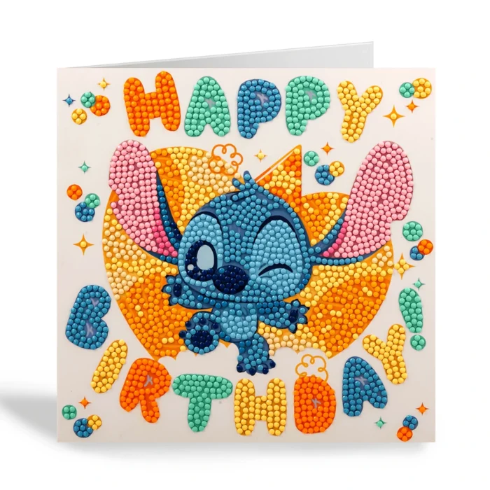 Stitch Happy Birthday Crystal Art Greeting Card Kit 18x18cm