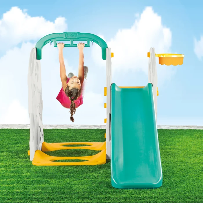 Dolu 4-in-1 Playground – Swing, Slide, Pull-Up Bar & Basketball