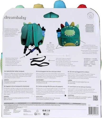 Dreambaby Walk-With-Me Toddler Backpack & Reins – Dinosaur