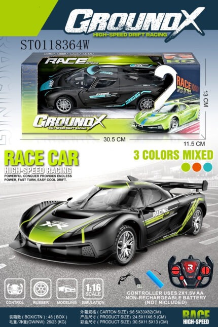 1:16 R/C HIGH SPEED CAR,4 FUCNTION, W/USB, 3COL.,W.BX