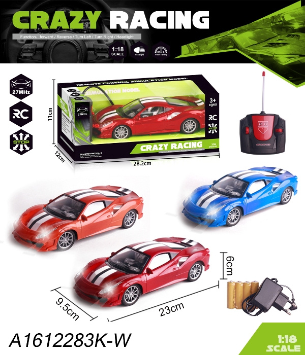 le3ab-77643af2b9af77_primary 1:18 R/C CAR.4 FUNCTION W/CHARGER. 3COL. W.BOX