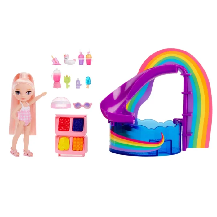 Rainbow High Little Pool Day with Blush – Playset with Rainbow Slide and Littles Doll