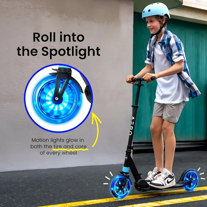 AERO A5 Folding 2-Wheel Kick Scooter with LED Wheels