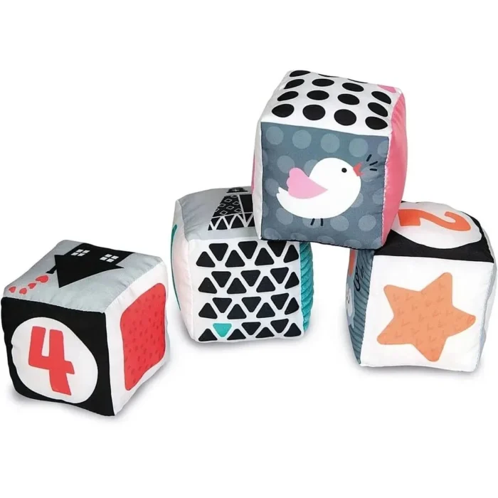 Baby Clementoni Black & White Soft Activity Blocks – Sensory Cubes for Newborns (0+ Months)