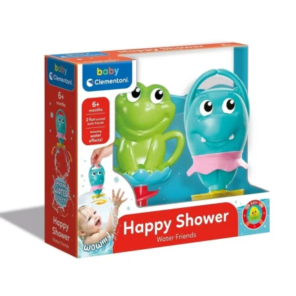 Baby Clementoni Happy Shower Water Friends – Frog & Hippo Bath Toys (6+ Months)