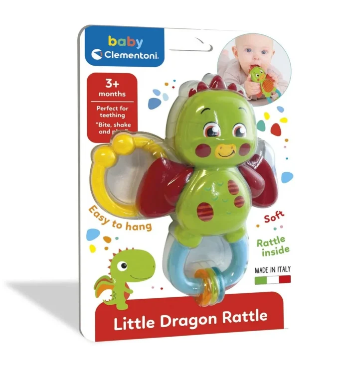 Baby Clementoni Little Dragon Rattle – Soft Hanging Baby Rattle (3+ Months)