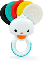 Baby Clementoni Rainbow Peacock Rattle – Visual Stimulation Teether Rattle (3+ Months)