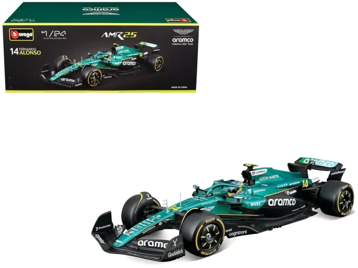 Bburago 1:24 Aston Martin Aramco AMR25 #14 Fernando Alonso with Helmet