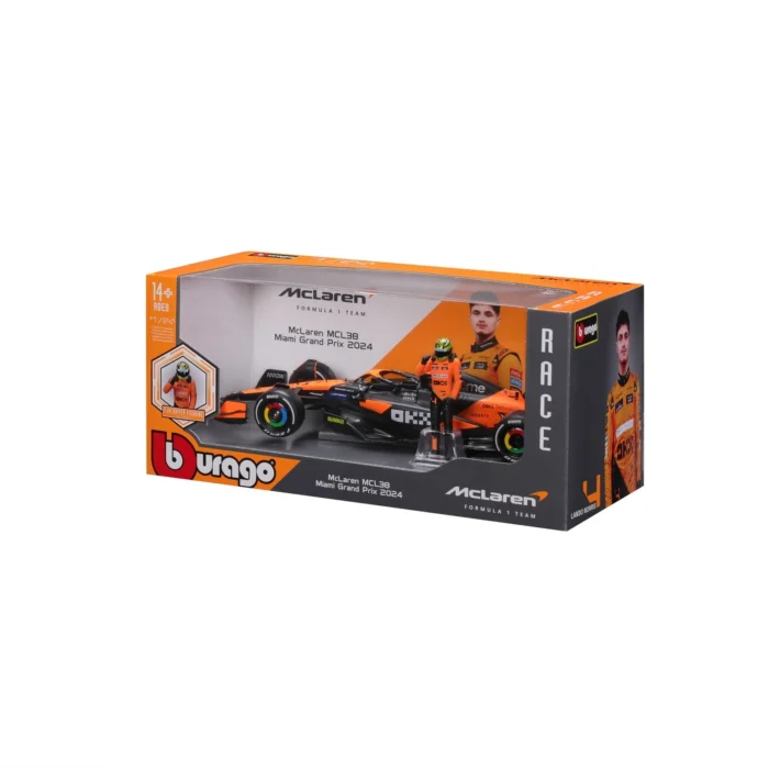 Bburago 1:24 McLaren MCL38 #4 Lando Norris with Driver Figure