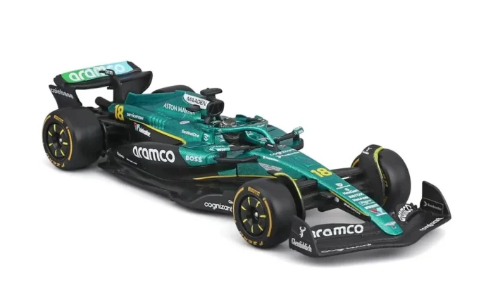 Bburago 1:43 Aston Martin Aramco AMR25 #18 Lance Stroll with Helmet &