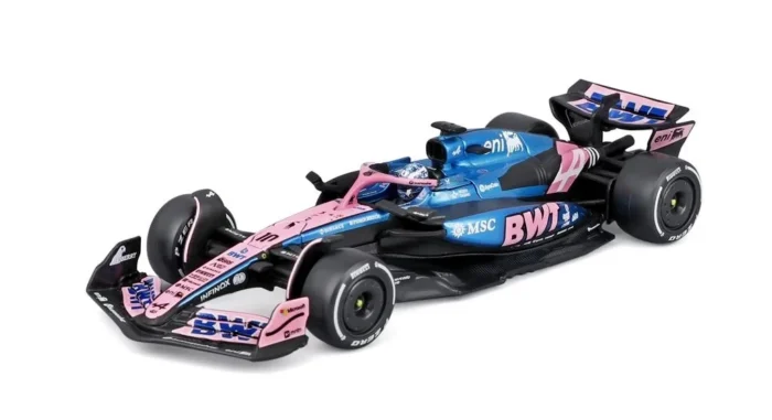 Bburago 1:43 BWT Alpine A525 #10 Pierre Gasly with Helmet & Display Ca