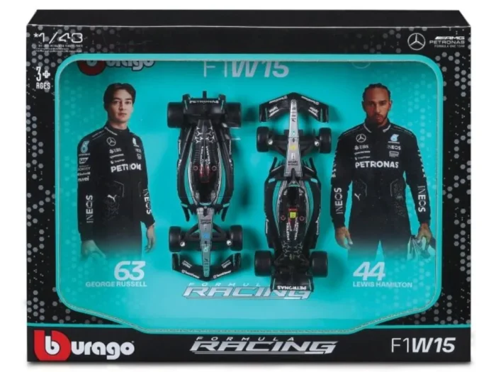 Bburago 1:43 Mercedes-AMG F1 W15 Twin Pack