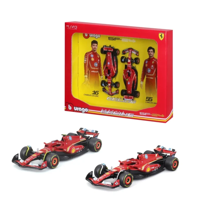 Bburago 1:43 Scuderia Ferrari SF-24 Twin Pack