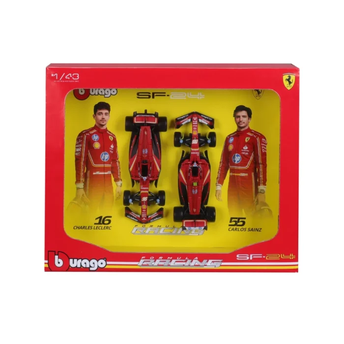 Bburago 1:43 Scuderia Ferrari SF-24 Twin Pack