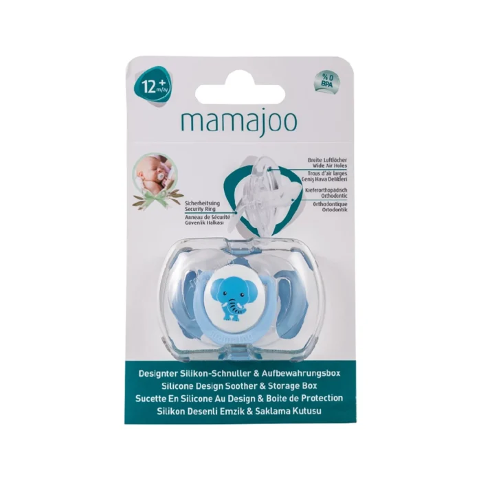 MamaJoo 1x Orthodontic Silicone Soother Elephant 12m+ & Storage Box