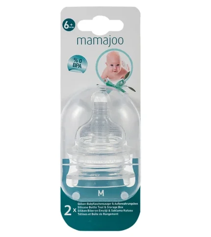 MamaJoo 2x Anti-Colic Bottle Teats Medium & Storage Box