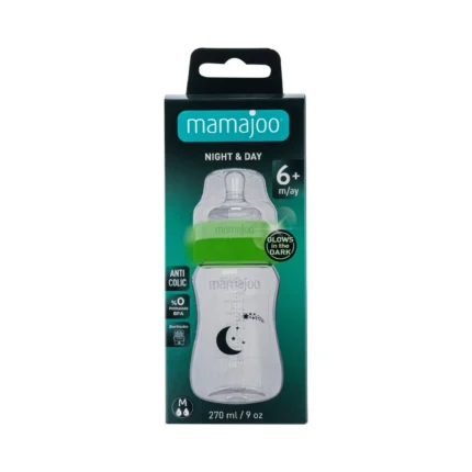 MamaJoo Night&Day Feeding Bottle 270 ml & Anti-Colic Silicone Teat Medium