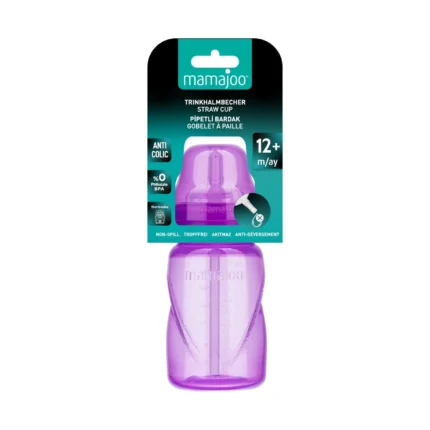 MamaJoo Non Spill Anti-Colic Straw Cup 270 ml Purple