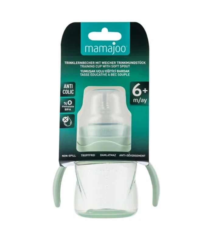 MamaJoo Non-Spill Training Cup 160 ml Powder Green with Handle & Anti-Colic Soft Spout