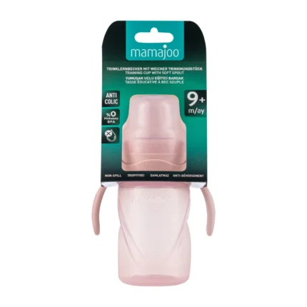 MamaJoo Non-Spill Training Cup 270 ml Powder Pink with Handle & Anti-Colic Soft Spout