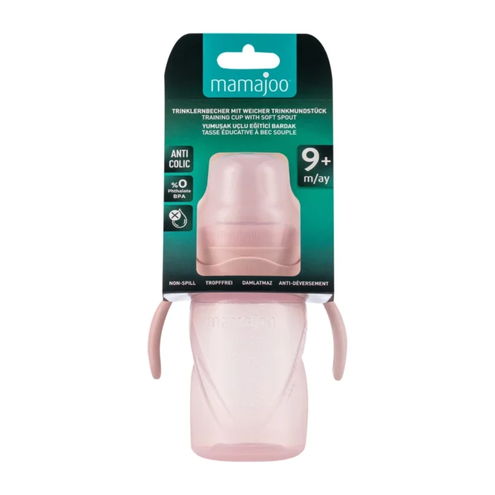 MamaJoo Non-Spill Training Cup 270 ml Powder Pink with Handle & Anti-Colic Soft Spout