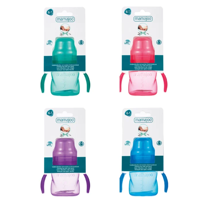 MamaJoo Non-Spill Training Cup 270 ml with Handle & Anti-Colic Soft Spout (Assorted 5 Colours)
