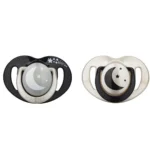 MamaJoo Twin Orthodontic Silicone Soothers Black&Pearl / Night&Day 0m+ with Sterilization & Storage Box