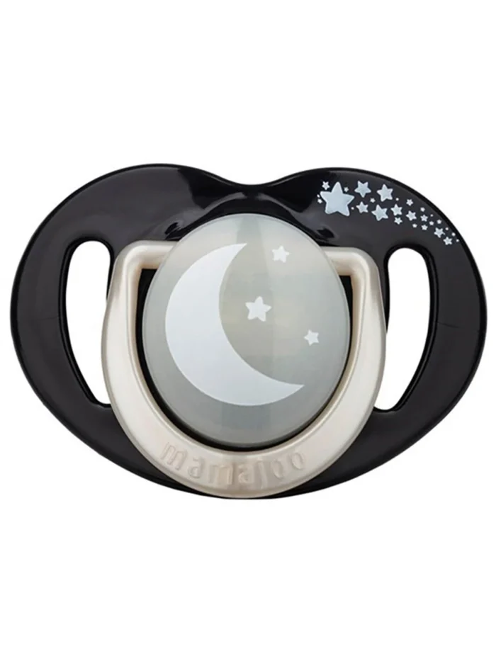 MamaJoo Twin Orthodontic Silicone Soothers Black&Pearl / Night&Day 0m+ with Sterilization & Storage Box