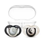 MamaJoo Twin Orthodontic Silicone Soothers Black&Pearl / Night&Day 0m+ with Sterilization & Storage Box