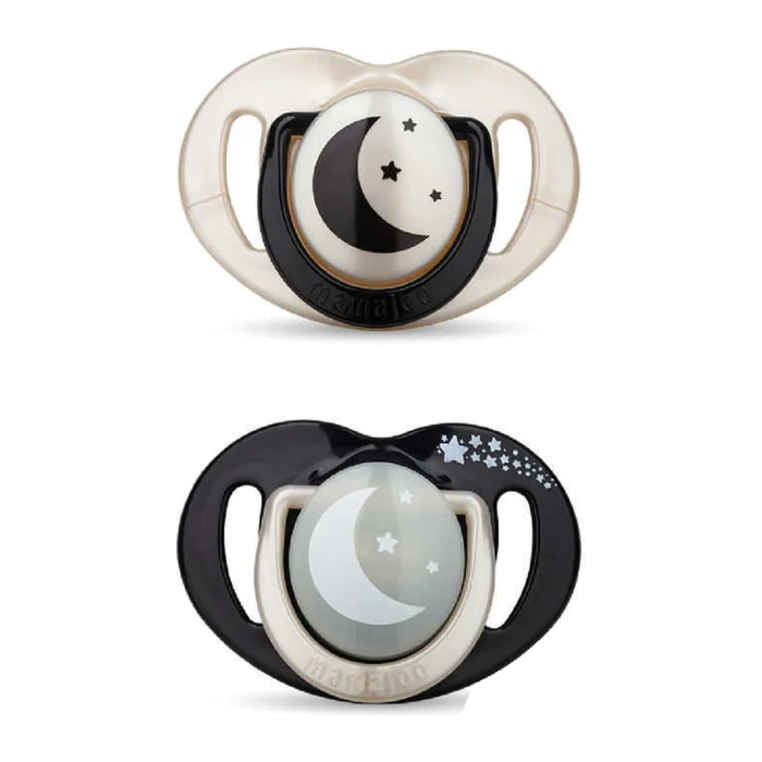 MamaJoo Twin Orthodontic Silicone Soothers Black&Pearl / Night&Day 0m+ with Sterilization & Storage Box