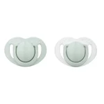 MamaJoo Twin Orthodontic Silicone Soothers Powder Green 0m+ with Sterilization & Storage Box