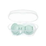 MamaJoo Twin Orthodontic Silicone Soothers Powder Green 0m+ with Sterilization & Storage Box
