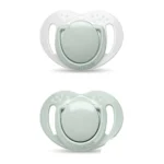 MamaJoo Twin Orthodontic Silicone Soothers Powder Green 0m+ with Sterilization & Storage Box
