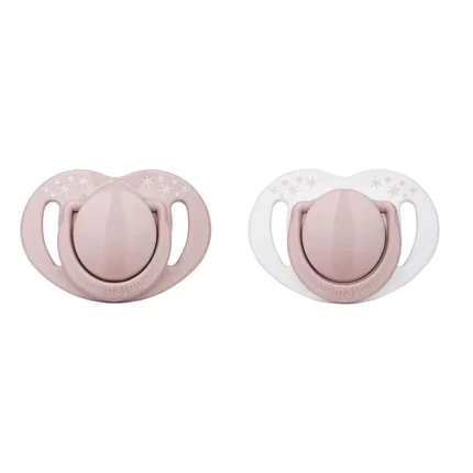 MamaJoo Twin Orthodontic Silicone Soothers Powder Pink 0m+ with Sterilization & Storage Box