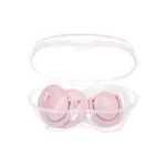 MamaJoo Twin Orthodontic Silicone Soothers Powder Pink 12m+ with Sterilization & Storage Box