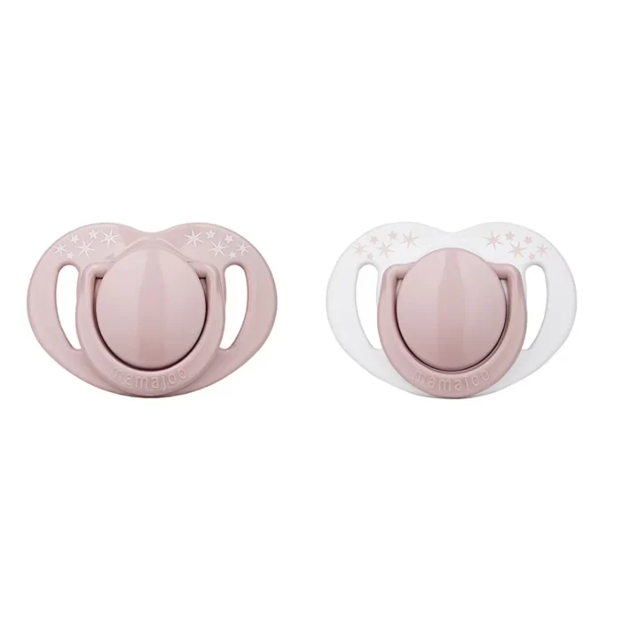 MamaJoo Twin Orthodontic Silicone Soothers Powder Pink 12m+ with Sterilization & Storage Box