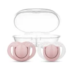 MamaJoo Twin Orthodontic Silicone Soothers Powder Pink 12m+ with Sterilization & Storage Box