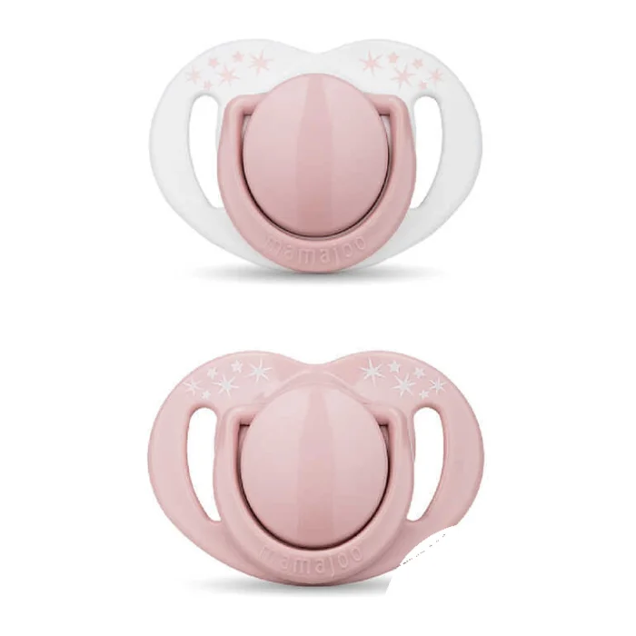 MamaJoo Twin Orthodontic Silicone Soothers Powder Pink 12m+ with Sterilization & Storage Box