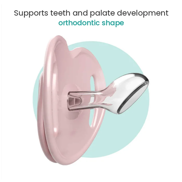 MamaJoo Twin Orthodontic Silicone Soothers Powder Pink 12m+ with Sterilization & Storage Box