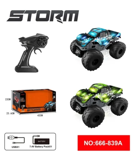 SYRCAR Storm Challenger Off-Road Monster Truck RC Car with Lights - Green