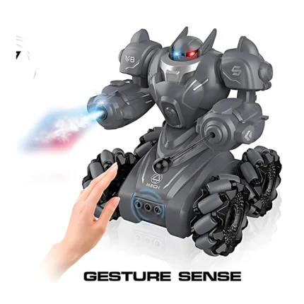SYRCAR Stunt Robot RC Car with Gesture Sensing, Water Mist & Shooting Bullets - Black