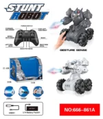 SYRCAR Stunt Robot RC Car with Gesture Sensing, Water Mist & Shooting Bullets - Black