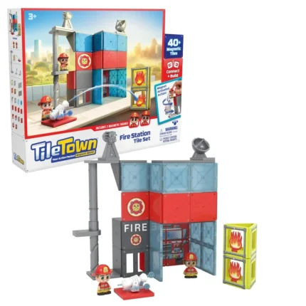 Tile Town Fire Station Tile Set – 40+ Magnetic Tiles