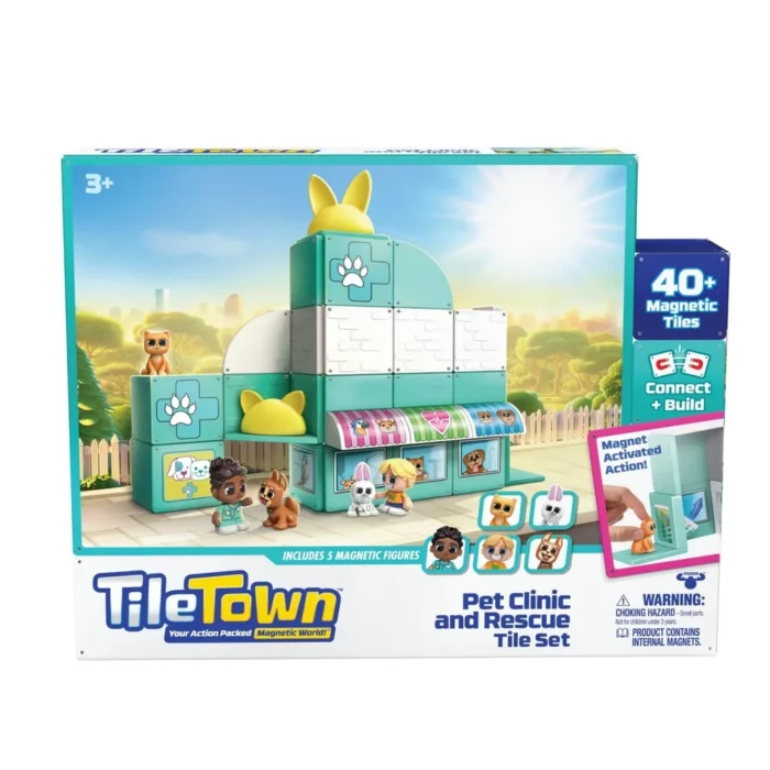 Tile Town Pet Clinic & Rescue Tile Set – 40+ Magnetic Tiles