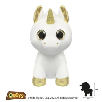 Wild Planet Orbys Gold Unicorn Plush Toy – Big-Eyed Magical Unicorn