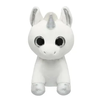 Wild Planet Orbys Silver Unicorn Plush Toy – Big-Eyed Unicorn